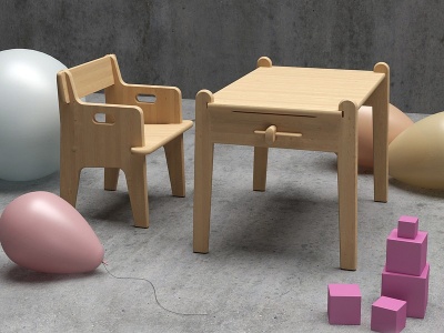 3d儿童桌椅模型
