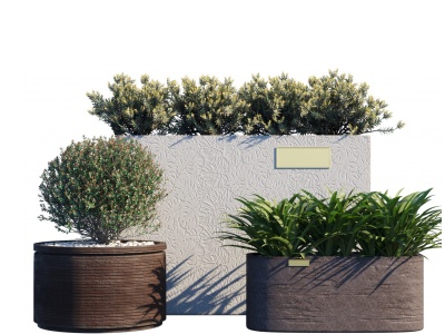 3d现代花坛盆栽模型