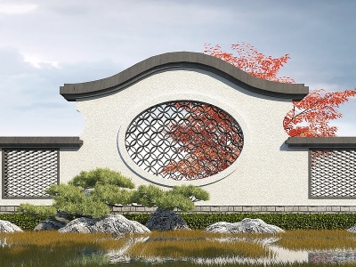 中式景墙3d模型
