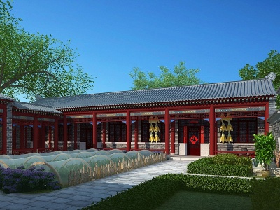 3d中式古建庭院模型
