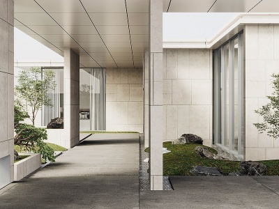 3d新中式庭院模型