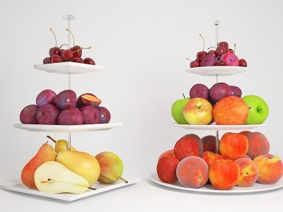 3d现代水果多层果盘模型