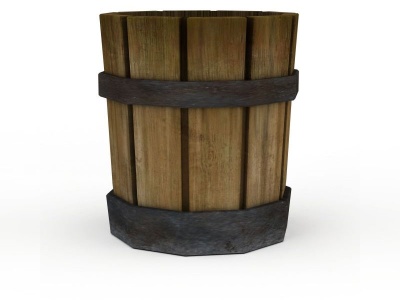 3dQ版场景道具木桶模型
