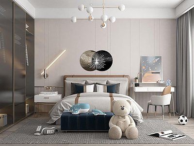 3d北欧儿童房卧室模型