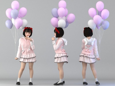 拿气球的小女孩模型3d模型