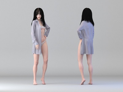 衬衫美女3d模型