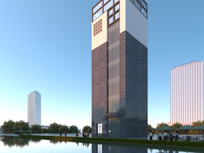 3d新中式塔楼模型