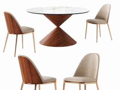 北欧圆形餐桌餐椅模型