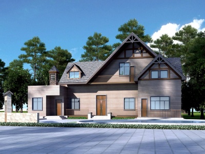 3d北欧木质别墅模型
