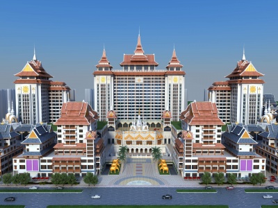 东南亚商业办公酒店3d模型