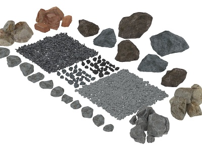 3d石头鹅卵石石块矿石煤矿模型