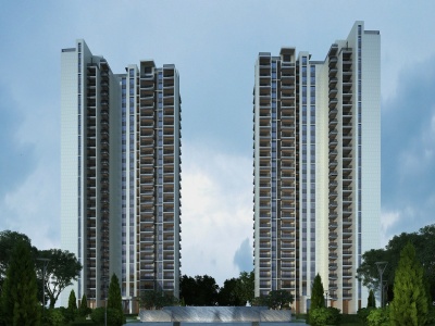 3d现代风格高层住宅模型