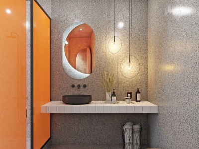 3d北欧卫生间洗手台淋浴间模型