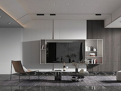 3d现代简约风格客厅模型