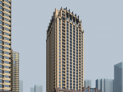 3d新古典办公楼酒店模型