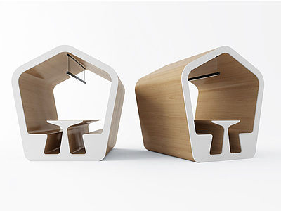 3d创意休闲小亭餐桌椅模型