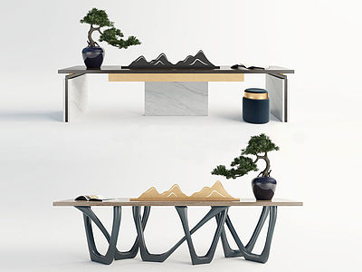 现代餐桌书桌模型3d模型
