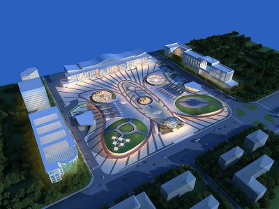 现代文化广场模型3d模型