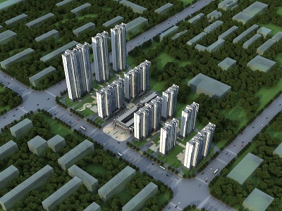 中式商业住宅3d模型