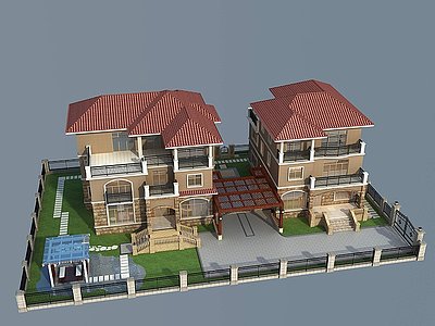 欧式别墅独栋别墅模型3d模型