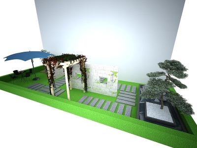 3d户外休闲区庭院小景模型