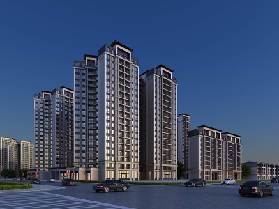 新中式住宅高层住宅模型3d模型