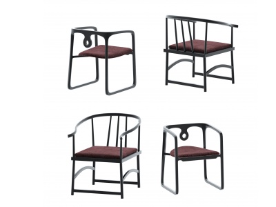 3d新中式单椅休闲椅模型
