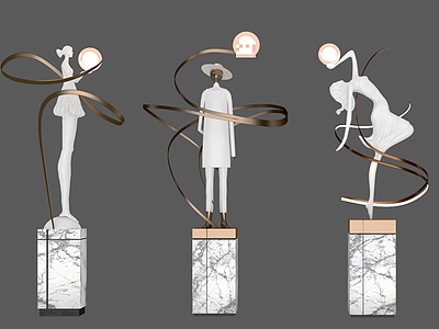 现代舞蹈人物雕塑落地灯模型