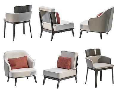 新中式单人休闲沙发椅模型3d模型