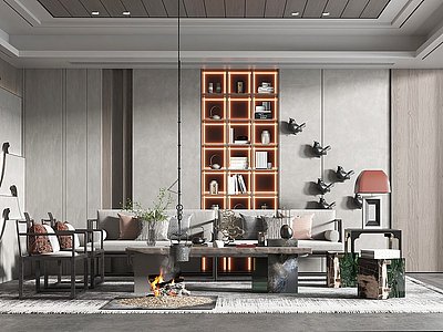 新中式风格客厅模型3d模型