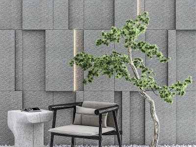新中式单椅景观3d模型