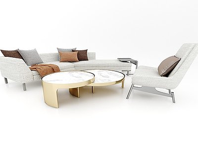 3d现代风格沙发茶几组合模型