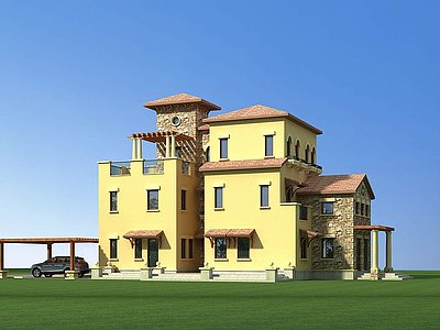 欧式托斯卡纳独栋别墅模型3d模型
