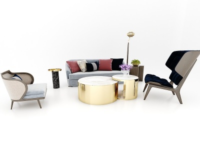 3d现代风格沙发茶几组合模型