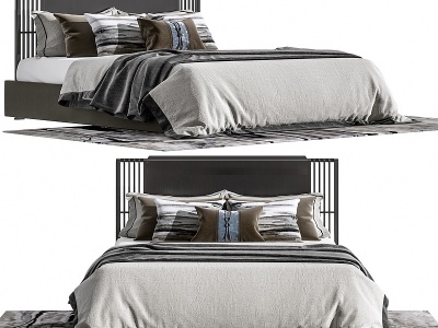 新中式卧室双人床3d模型