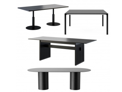 3d现代长方形餐桌办公桌模型