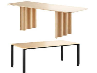 北欧实木餐桌办公桌模型3d模型