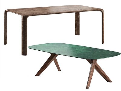 3d北欧实木餐桌办公桌模型