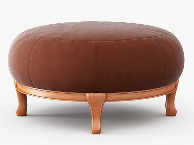 现代红色圆形沙发凳凳子模型