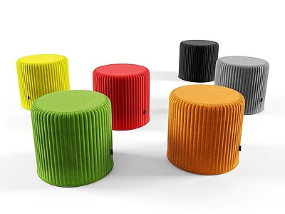 3d现代彩色沙发凳组合模型