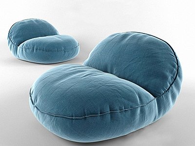 现代浅蓝色布艺懒人沙发模型