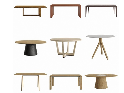 3d<font class='myIsRed'>现代餐桌</font>茶几长桌条桌合集模型
