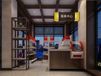 3d现代便利店餐厅驿站模型