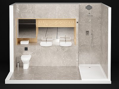 3d现代卫生间洗手台浴室马桶模型
