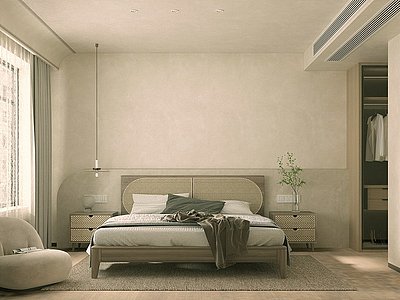 3d侘寂风卧室模型
