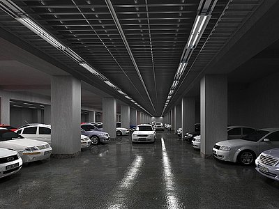3d现代地下停车场模型