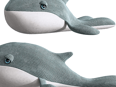 3d现代海豚绒毛布玩具模型