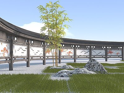 3d中式长廊模型