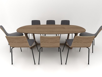 八人餐桌模型3d模型