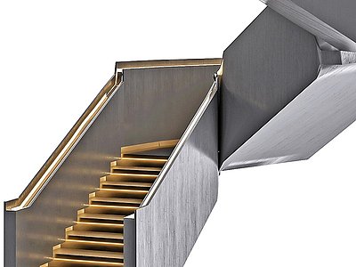 3d现代灯光踏板楼梯模型